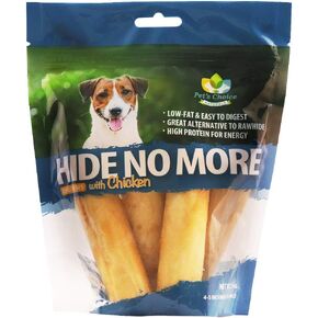 Pet’s Choice Pharmaceuticals HideNoMore, حلوى مضغ الدجاج الخالية من الجلود الخام للكلاب، 4-5 بوصات 4 قيراط
