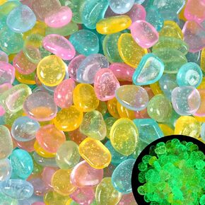200pc Luminous Stone Glow Stones Glow in The Dark Rocks Outdoor for Walkway Backyard Pathway Lawn Aquarium Potted Plant Fish Tank Decor,Green