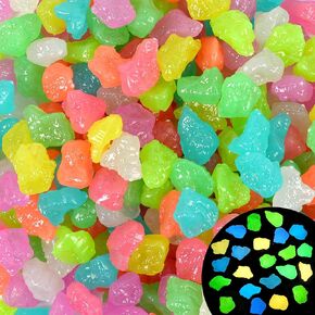 200PC Glowing Rocks for Fish Tank Glow in The Dark Pebbles Outdoor Glowing Stones Luminous Pebbles for Walkway Pathway Aquarium Decor,White