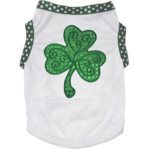Petitebella Green Sequins Clover Puppy Dog Shirt (Black, Medium)