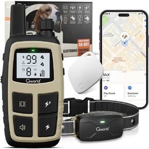 Dog Shock Collar- GPS trackers for Dogs (Only iOS)- 2 in 1 Dog Training Collar with Remote Innovative IPX7 Waterproof -with 5 Training Modes, Rechargeable E-Collar for All Breeds, Size