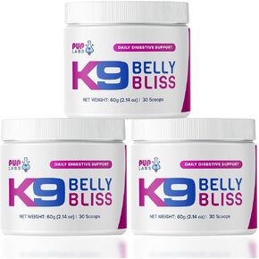 Pup Labs K9 Belly Bliss, All-Natural Gut Health for Dogs, Vet Approved Prebiotic for Dogs for Daily Digestive Support and Dog Constipation Relief, Easy to Use Topper for Dry and Wet Food, 30 Scoops. in Saudi Arabia