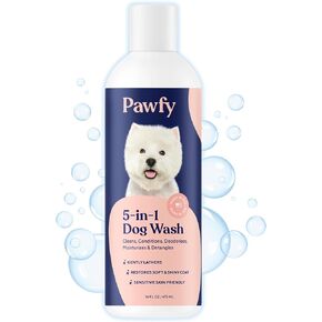 Pawfy Dog Shampoo and Conditioner for Itchy Skin Relief | Puppy Shampoo for Sensitive Skin | Natural 5 in 1 Pet Shampoo with Coconut, Oatmeal & Aloe Vera| Ideal Dog Wash for Smelly Dogs