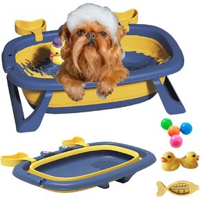 Pet Bathtub, Portable Puppy Bathtub with Soft Cushion for Easy Baths and Easy Storage, Dog Bath Tubs for Small Medium Pets-Foldable Pet Shower Tub with Drainage Hole, 26.5 x 17.2 x 7.8In in Kuwait