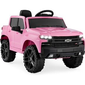 Best Choice Products 12V Licensed Chevrolet Silverado Ride On Truck, Electric Car Toy w/Parent Remote Control, Truck Bed Storage, Bluetooth Speaker, LED Lights, 2.5 MPH Max Speed - Black