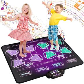 Kids Dance Mat Toys - 2-Player Dance Pad Gifts for Girls Boys Toddlers 3 4 5 6 7 8 9 + Year Old Electronic Dancing Mat Floor Games Toy with Music Light Christmas Birthday Gift (Frozen Blue)