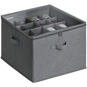 Shoe Storage Organizer for Closet, Large Fabric Shoe Box Storage Containers with Clear Cover and Adjustable Dividers for Shoe Storage, Foldable Shoe Storage Bins Fits 16 Pairs (Grey) in Kuwait