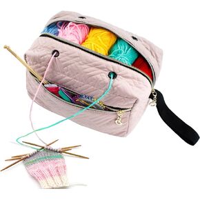 MYBAGZING Small Crochet Bag Organizer - Corduroy Yarn Bag - Yarn Holder for Crocheting - Crochet Storage Bag for Crochet Hooks, Crochet Accessories, Knitting Bag for Crochet Lovers, Mother's Day Gift