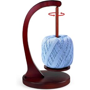 JUCPASH Yarn Ball Holder for Knitting and Crocheting, Wooden Yarn Spinner with Magnetic Metal Twirling Mechanism and Anti-Slip Pads, Crochet Gift for Knitting Lovers