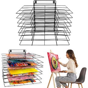 ODOXIA Art Drying Rack Hanging for Classroom | Small Hangable Paint Drying Rack | 8 Removable Shelves | Canvas Rack Art Storage | Painting Drying Rack with Screws | Stack Rack for Painting, Drawings