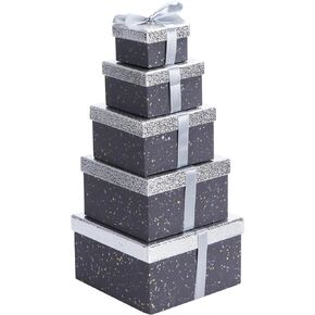 Schliersee 5PCS Small Gift Boxes with Lids for Presents Square Gift Boxes Nesting Gift Boxes for Wedding Presents,Bridesmaid Proposal,Birthday Party Gift Box,Fathers Day Gift Box（8X8X4.7inch）