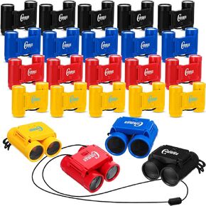 Libima 24 Pcs Binoculars with Neck String, 3.74x2.56'' Assorted Colors Novelty Binoculars for Age 3-12 Years Bird Watching and Camping Party Favor for Safari, Jungle, Explorer, Themed Birthday Party