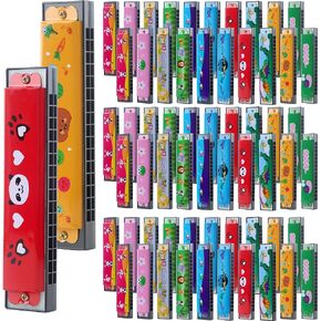 30 Pack Harmonica Toy Cartoon Harmonica with Double Row of 16 Holes Musical Instrument Toy for Toddler Kids Adult Beginners' Musical Instrument Toy Gift, Random Color