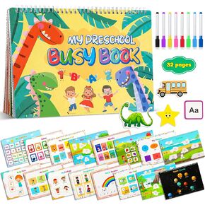 Montessori Busy Book for Toddlers Age 3+, Toddler Preschool Learning Activities, Education Autism Sensory Travel Toy for Road Trip Car Airplane, Christmas Birthdays Gifts for Kids Toys Age 3 4 5