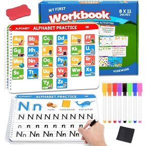 Preschool Learning Activities Educational Workbook: Preschool Handwriting Tracing Books | Autism Learning Materials | Alphabet Learning Toys | Pre k Workbooks | Montessori Busy Book for Kids Ages 3-5