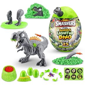 Smashers Mega Jurassic Light Up Dino Egg (Spinosaurus) by ZURU Collectible Egg with Over 25 Surprises, Volcano Slime, Fossil Toy, Dinosaur Toys, T-Rex Toy for Boys and Kids