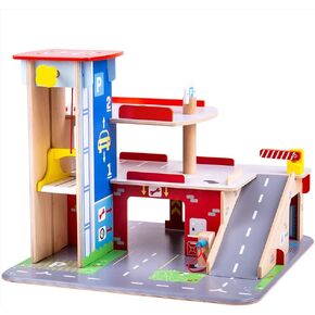 Bigjigs Toys Wooden Park & Play Garage Playset