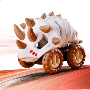 iPlay, iLearn Dinosaur Monster Truck Toy for Toddler Boy 1-3, Cool Skeleton Pull Back Dino Car for Kid Age 2-4, Large Fossil Triceratops Halloween Vehicle Easter Birthday Gift 1 2 3 4 5 Year Old Child