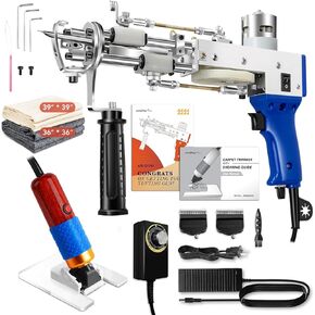 Tufting Gun 2 in 1 Cut Pile Loop Pile Rug Gun Machine Starter Kit Rug Tufting Kit Electric Tufting Gun Carpet Weaving Flocking Machine, 100-240V Black