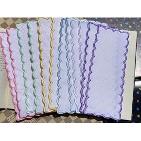 12 pcs Colored Scallop Embroidery Edged Blank Cross Stitch Bookmark for DIY,aida Fabric Edged Cross Stitch Book Mark Blank to Cross Stitch