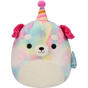 Squishmallows Original 12-Inch Delenne Rainbow Tie-Dye Dog with Party Hat - Official Jazwares Plush (Pack of 1) in Saudi Arabia