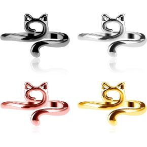 YUXIANLB 4pcs Knitting Crochet Loop Ring for Fingers Metal Open Yarn Guide Crochet Rings Adjustable Braided Faster Knitting Thimbles Holders Accessories for Crochet Mother Grandma Gifts (Cat Style)