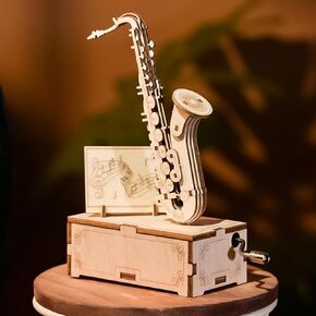 Wooden Puzzle 3D Wooden Music Box Kit Electric Bass DIY Model Building Crafts Desktop Decoration 3D Puzzle Toys Creative Gift for Teens and Adults