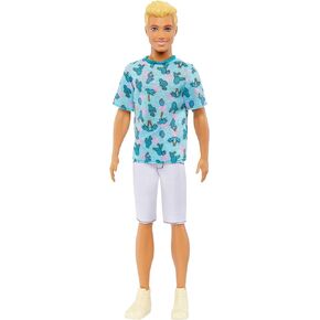 Barbie Fashionistas Ken Fashion Doll #211 with Blonde Hair, Blue Cactus Tee, White Shorts and Sneakers