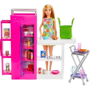 Barbie Doll & 25+ Accessories, Ultimate Pantry Playset with Dollhouse Furniture, Food-Themed Pieces & Sticker Sheet
