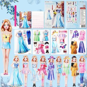 PainZieteg Magnetic Dress Up Dolls, Magnetic Princess Dress Up Paper Dolls, Magnetic Dress Up Dolls for Girls Ages 4-7 Learning Created Imagine Set Birthday Gift (Liz)