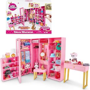 Mini Fashion Dream Wardrobe by ZURU with Exclusive Metallic Mini Fashion Bag and 25+ Storage Areas to Hold Doll Accessories Gift