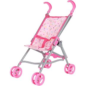 Dream Collection, Doll Stroller - Metal Fold Up and Down Umbrella Stroller for Realistic Pretend Play, Pink - 23"