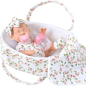 DONTNO 12 Inch Reborn Baby Doll with Bassinet Bed and Doll Accessories,Newborn Baby Doll Includes Doll Clothes,Blanket,Pacifier,Bottle,First Baby Dolls for Toddlers 36 Months and Up
