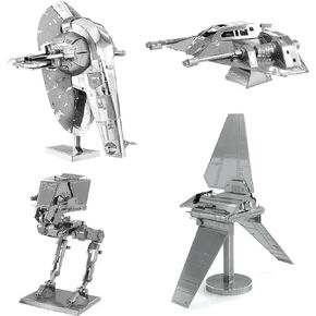 Fascinations Metal Earth Metal Earth 3D Metal Model Kits Star Wars Set of 4 - Snowspeeder, Imperial Shuttle, Boba Fett's Starship, at-ST