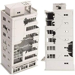 N Scale 1/144 1:144 Ruined Damaged Building After War Assembling Model Outland Realism Scene for DIY Sand Table Garden Micro Landscape Ornaments Decor Supply DIY Player Spray Painting
