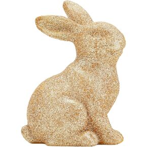 أرنب عيد الفصح الذهبي الترتر ديكورات حديقة الأرنب الربيع فناء الذهب مسحوق أرنب النحت هدايا عيد الفصح ديكور عيد الفصح (5.5in أرنب واقف) in Kuwait