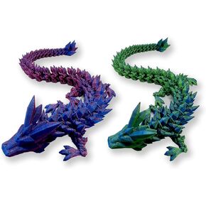 2PCS 12" 3D Printed Dragon, Articulated Dragon, Crystal Dragon, Dragon Fidget Toy, Home Office Decor Executive Desk Toys