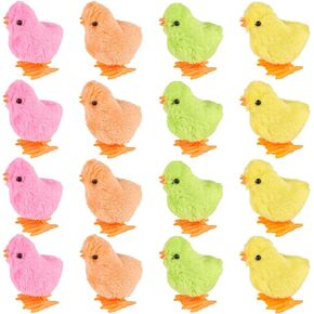 3 otters 12PCS Wind Up Chick Toys, Colorful Wind-Up Jumping Cute Chicken Plush Chicks Toys for Kids Easter Party Favors