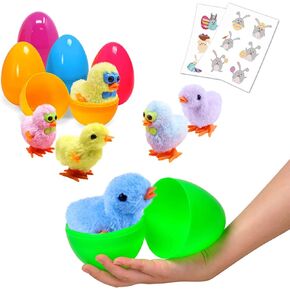 بيض مفاجأة كبيرة مملوءة بـ 6 عبوات لعيد الفصح مع ملصقات أنيقة وقفزات حيوانات، بلاستيك ملون مسبقًا لحشو هدايا سلة الأطفال in Kuwait