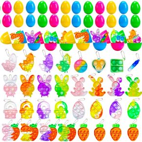 24 pcs Easter Pop Purse Fidget Toy Pack, Easter Pop Its,Keychain Pop Toys Party Favors Goodie Bag Stuffers with Keychain Toys Stress Relief Toys, Easter Party Favors, Egg Fillers