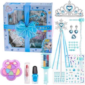 Kids Princess Dress Up Set Jewelry Accessories Makeup Kits Cosplay Prentend Play Kits for 3 4 5 6 7 8 Girl Xmas Christmas Birthday Gifts