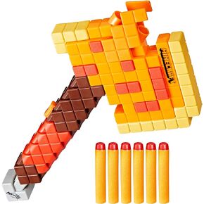 Nerf Minecraft Firebrand، فأس رمي السهام، 6 سهام نيرف إيليت الإسفنجية، تصميم مستوحى من Minecraft Axe in The Game، سحب لأسفل، ألعاب ماينكرافت