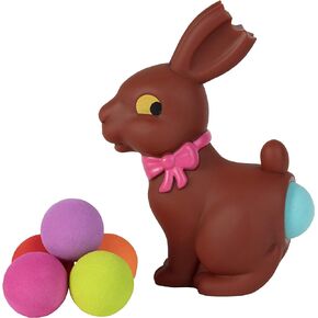 Chocolate Bunny Easter Popper Toy - Shoot Foam Balls Up to 20 Feet - 6 Balls Included - Great Easter Basket Stuffer Gift for Kids, 4+