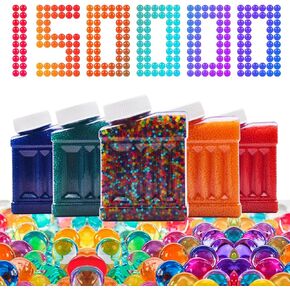 Gel Balls Blaster Ammo 7-8mm(5 Pack,150000 Pcs), Gel Water Blaster Refill Ammo for Splat Gun, Gel Bullets for Splat Ball Blaster, Made of Non-Toxic Eco Friendly Material, for Ages 14+