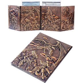 DM Screen for DND with 4 Wider Panels - Crystal Clear Game Master GM Pockets & Stunning Panoramic Battle Scene - 3D Embossed Faux Leather Dungeon Master Screen for D&D, RPG (Fits US Letter 8.5 x 11)