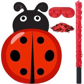 Ladybug Pinata with Blindfold Bat Confetti Ladybug Party Decorations Ladybug Birthday Party Supplies Summer Parties Game Insect Party Pinata Carnival Decorations, 16 x 11.8 x 2.9 Inches