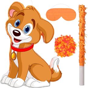 Sotiff Dog Pinata Puppy Party Pinata Set Include Paw Print Pinata Stick Bat Blindfold Mask Confetti Dog Party Decor for Girl Boy Let's Woof Dog Birthday Party Pinata Game Decor Supplies(Puppy Dog)