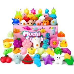مجموعة ألعاب JOYIN Mochi Squishy، عشوائية 25 حزمة صغيرة من هدايا حفلات Mochi للأطفال، ألعاب Kawaii Squishy لتخفيف التوتر، حشو أكياس الهدايا مع صندوق تخزين، جوائز الفصل الدراسي