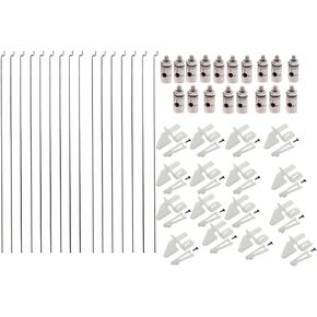 20Pcs Adjustable Pushrod Connector Linkage Stopper 1.3mm + 20Pcs Nylon Control Horns 21x10 mm + 20Pcs 1.2 x 210mm Z Push Rods Parts Compatible for RC Airplane Plane Boat Replacement (20pcs)