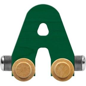 Maple Landmark NameTrains Bright Letter Car A - Made in USA (Green)